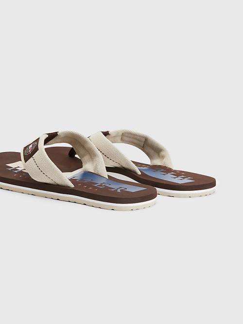 Tommy Hilfiger Logo Patch Flip-Flops Sandalen Heren Beige | TH532PLN