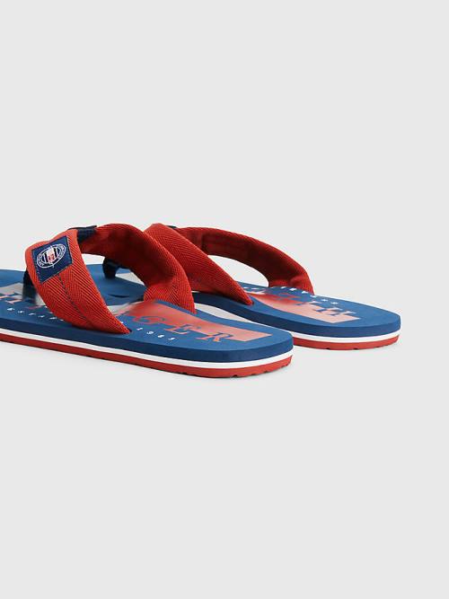 Tommy Hilfiger Logo Patch Flip-Flops Sandalen Heren Rood | TH602JDY