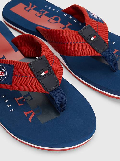 Tommy Hilfiger Logo Patch Flip-Flops Sandalen Heren Rood | TH602JDY