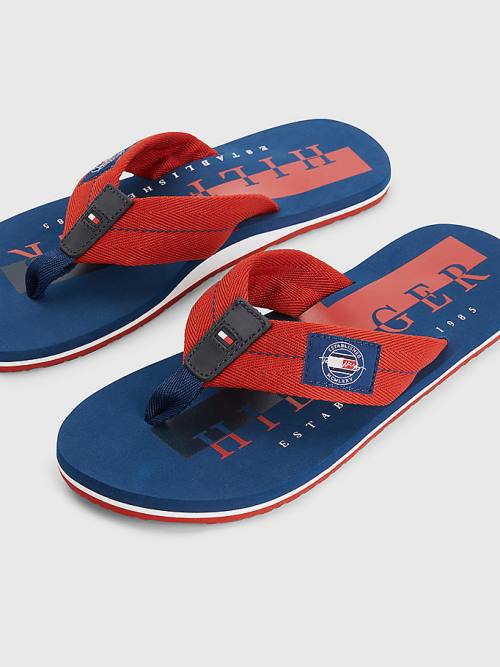 Tommy Hilfiger Logo Patch Flip-Flops Sandalen Heren Rood | TH602JDY