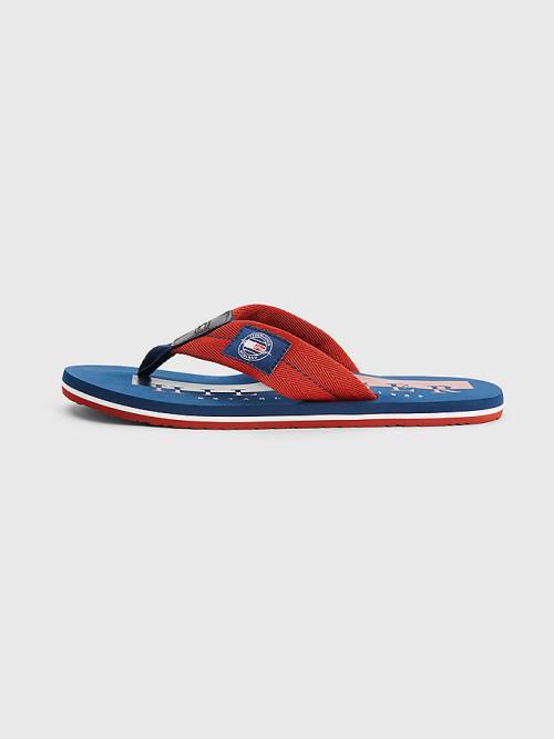 Tommy Hilfiger Logo Patch Flip-Flops Sandalen Heren Rood | TH602JDY