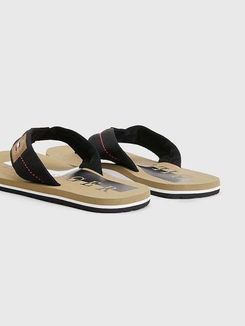 Tommy Hilfiger Logo Patch Flip-Flops Sandalen Heren Zwart | TH613KLA