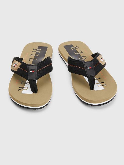 Tommy Hilfiger Logo Patch Flip-Flops Sandalen Heren Zwart | TH613KLA