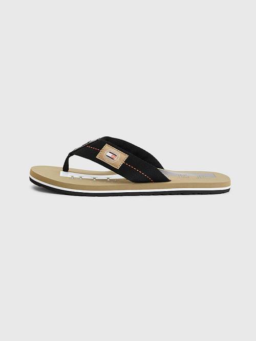 Tommy Hilfiger Logo Patch Flip-Flops Sandalen Heren Zwart | TH613KLA