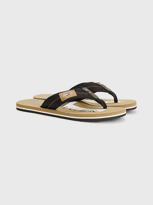 Tommy Hilfiger Logo Patch Flip-Flops Sandalen Heren Zwart | TH613KLA