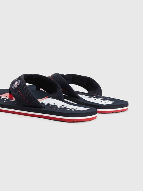 Tommy Hilfiger Logo Patch Flip-Flops Sandalen Heren Blauw | TH862LDA