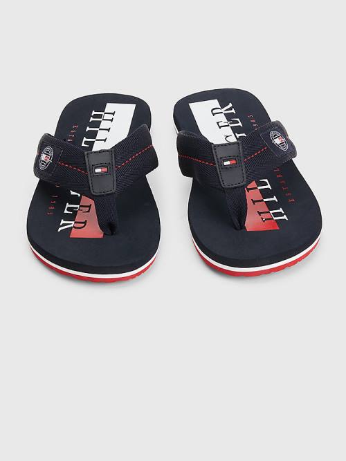 Tommy Hilfiger Logo Patch Flip-Flops Sandalen Heren Blauw | TH862LDA