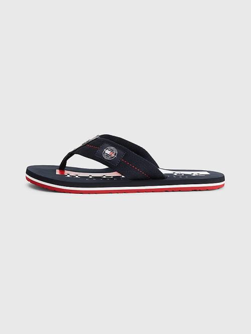 Tommy Hilfiger Logo Patch Flip-Flops Sandalen Heren Blauw | TH862LDA