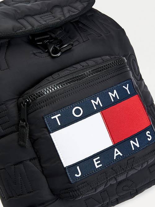 Tommy Hilfiger Logo Quilting Puffer Backpack Tassen Heren Zwart | TH210URY