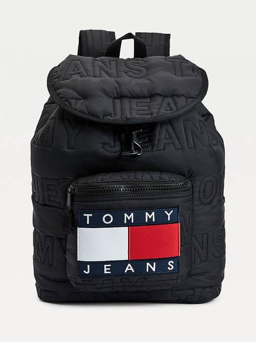 Tommy Hilfiger Logo Quilting Puffer Backpack Tassen Heren Zwart | TH210URY