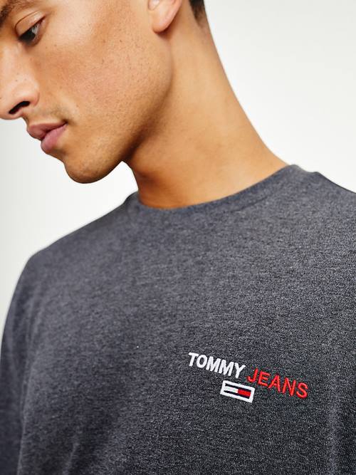 Tommy Hilfiger Logo Recycled Long Sleeve T-shirts Heren Zwart | TH452TFG