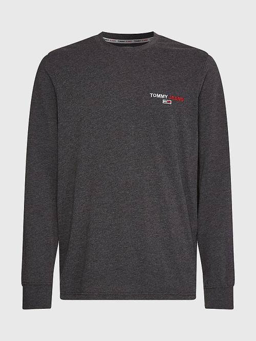 Tommy Hilfiger Logo Recycled Long Sleeve T-shirts Heren Zwart | TH452TFG