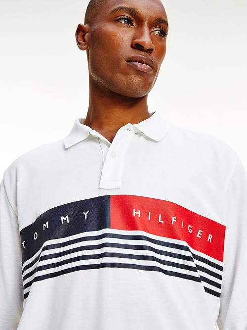 Tommy Hilfiger Logo Regular Fit Long Sleeve Poloshirt Heren Wit | TH071ECJ