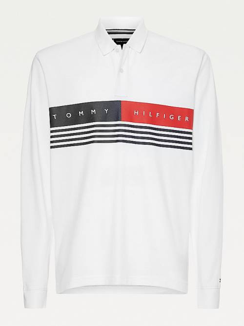 Tommy Hilfiger Logo Regular Fit Long Sleeve Poloshirt Heren Wit | TH071ECJ