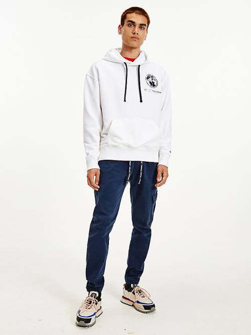 Tommy Hilfiger Logo Relaxed Fit Hoodie Heren Wit | TH065NLR