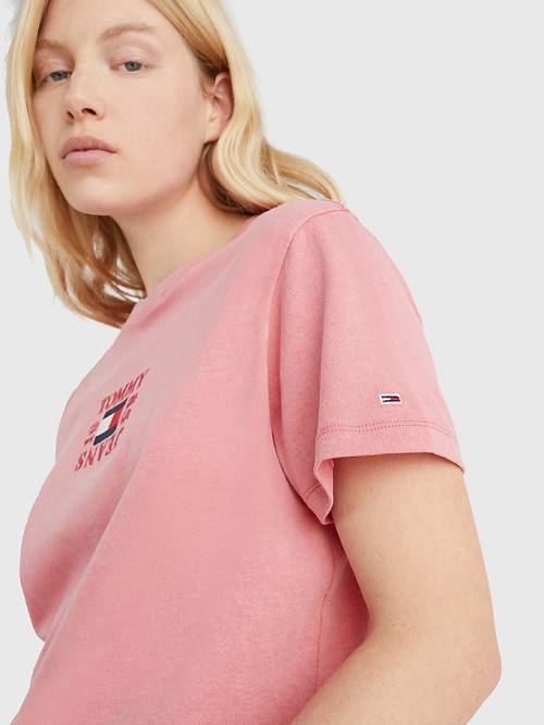 Tommy Hilfiger Logo Relaxed Fit T-shirts Dames Roze | TH405URN