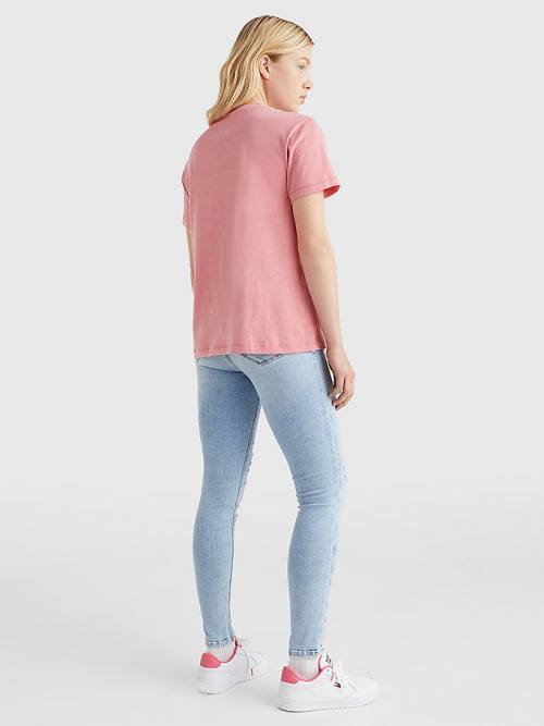 Tommy Hilfiger Logo Relaxed Fit T-shirts Dames Roze | TH405URN