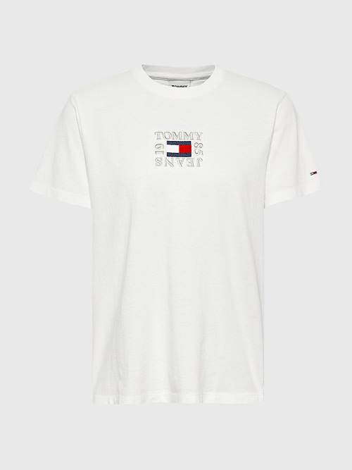 Tommy Hilfiger Logo Relaxed Fit T-shirts Dames Wit | TH895QSK