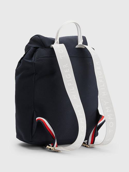 Tommy Hilfiger Logo Riemen Backpack Tassen Dames Blauw | TH641QCY