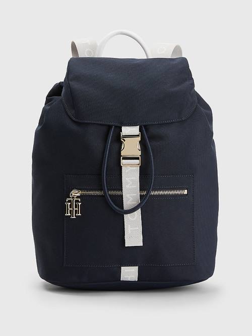 Tommy Hilfiger Logo Riemen Backpack Tassen Dames Blauw | TH641QCY