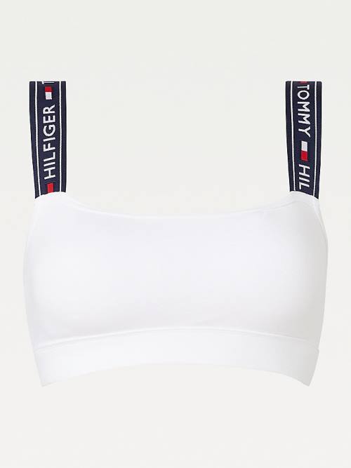 Tommy Hilfiger Logo Riemen Bralette Ondergoed Dames Wit | TH098GSJ