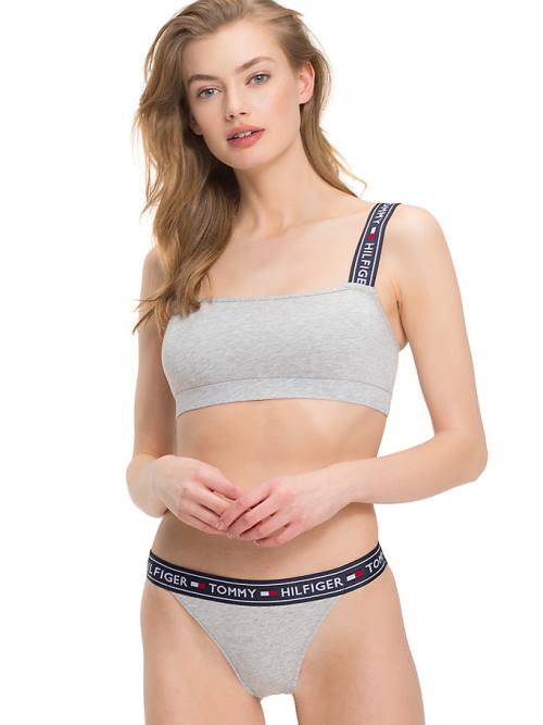 Tommy Hilfiger Logo Riemen Bralette Ondergoed Dames Grijs | TH803HZC