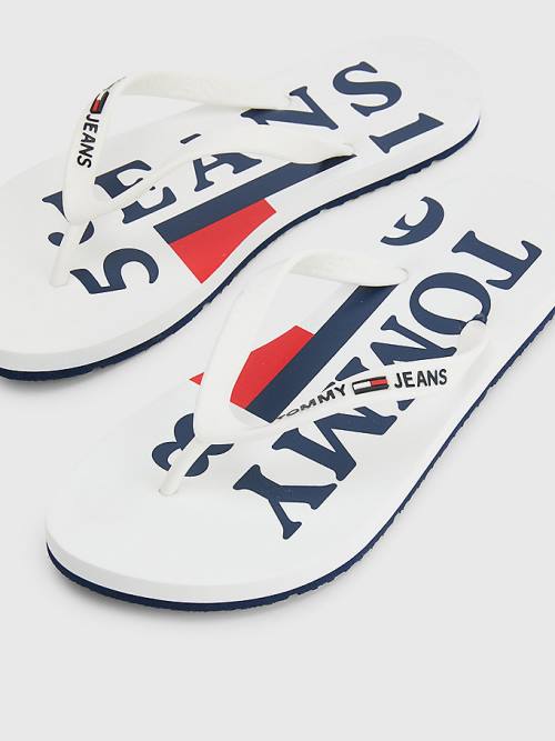 Tommy Hilfiger Logo Riemen Flip Flops Sandalen Dames Wit | TH316LXO