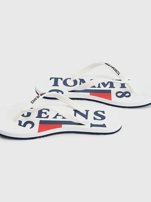 Tommy Hilfiger Logo Riemen Flip Flops Sandalen Dames Wit | TH316LXO