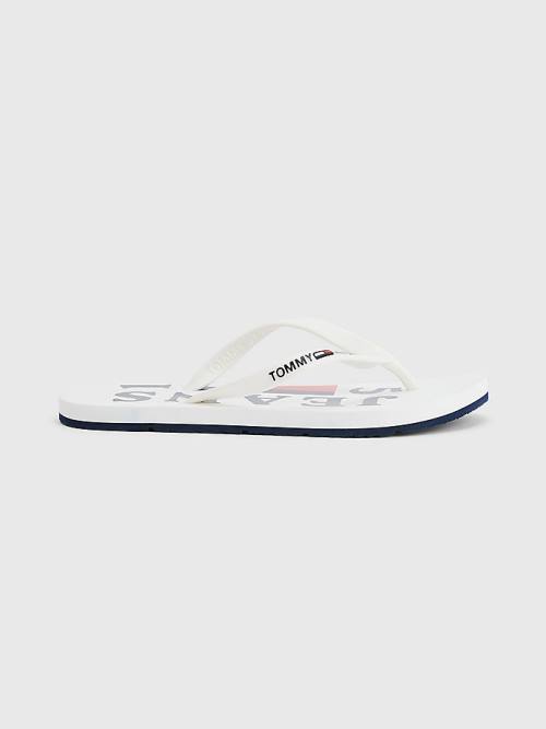 Tommy Hilfiger Logo Riemen Flip Flops Sandalen Dames Wit | TH316LXO