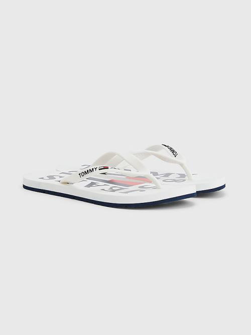 Tommy Hilfiger Logo Riemen Flip Flops Sandalen Dames Wit | TH316LXO