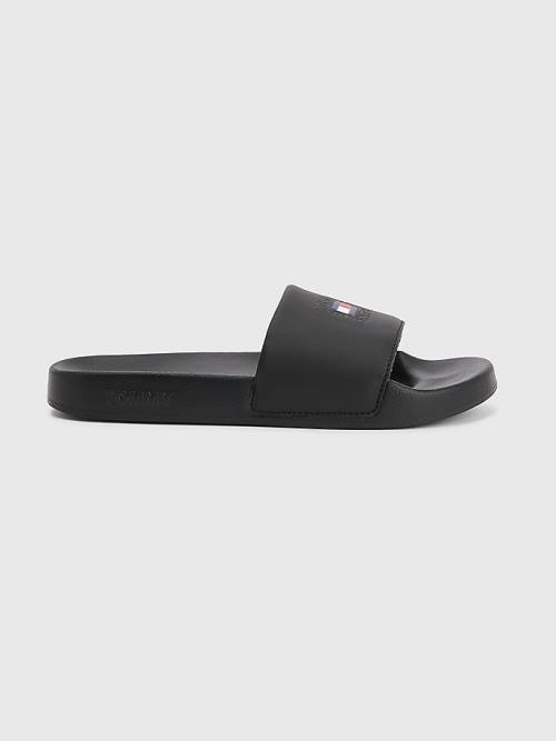 Tommy Hilfiger Logo Slides Sandalen Dames Zwart | TH249MNK