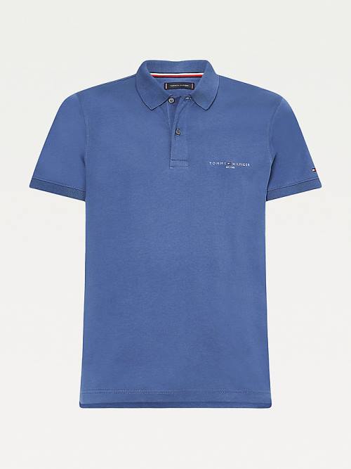 Tommy Hilfiger Logo Slim Fit Poloshirt Heren Blauw | TH754ULD