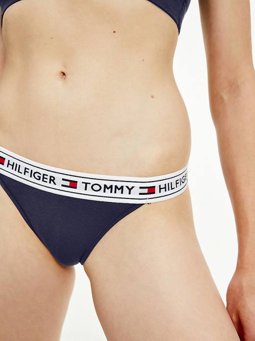 Tommy Hilfiger Logo Stretch Katoenen Briefs Ondergoed Dames Blauw | TH832UIH