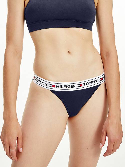 Tommy Hilfiger Logo Stretch Katoenen Briefs Ondergoed Dames Blauw | TH832UIH