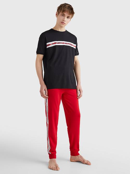 Tommy Hilfiger Logo Stripe Pyjamas Heren Zwart | TH123ZQY