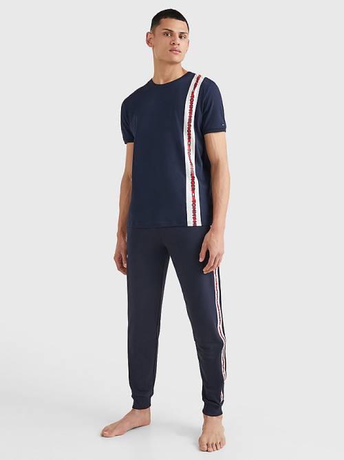 Tommy Hilfiger Logo Stripe Pyjamas Heren Blauw | TH187KTJ