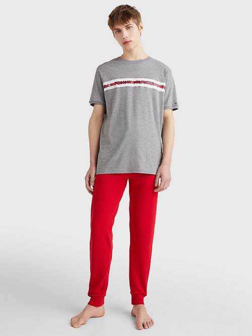 Tommy Hilfiger Logo Stripe Pyjamas Heren Grijs | TH238RAN