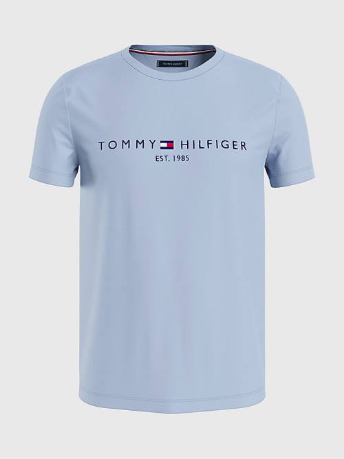 Tommy Hilfiger Logo T-shirts Heren Blauw | TH062ERI