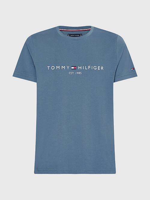 Tommy Hilfiger Logo T-shirts Heren Blauw | TH106QGY