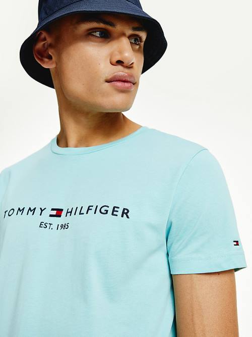 Tommy Hilfiger Logo T-shirts Heren Blauw | TH230MQS