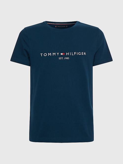 Tommy Hilfiger Logo T-shirts Heren Blauw | TH931UDQ