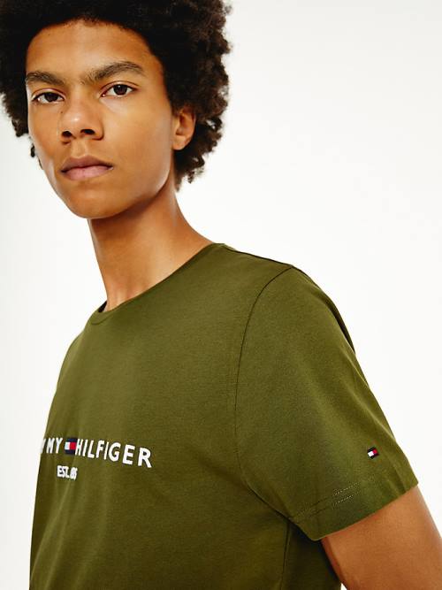 Tommy Hilfiger Logo T-shirts Heren Bruin | TH470XOJ