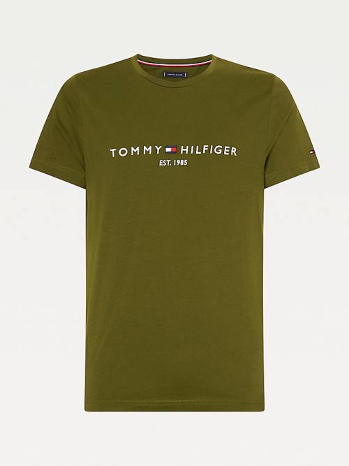 Tommy Hilfiger Logo T-shirts Heren Bruin | TH470XOJ