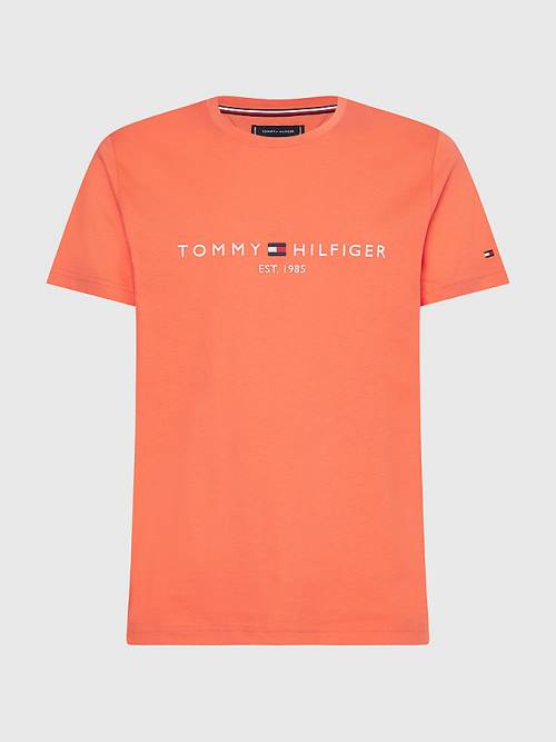 Tommy Hilfiger Logo T-shirts Heren Rood | TH015EKM