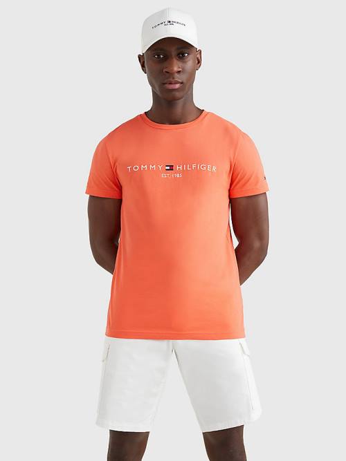 Tommy Hilfiger Logo T-shirts Heren Rood | TH015EKM