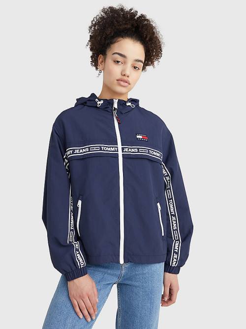 Tommy Hilfiger Logo Tape Chicago Windbreaker Jassen Dames Blauw | TH169OKR