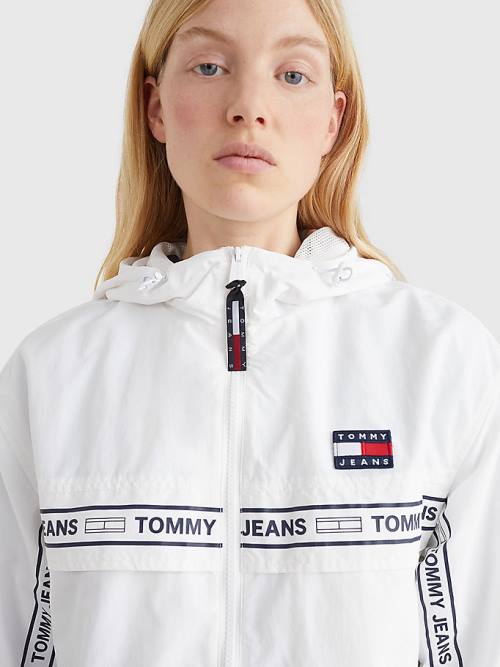 Tommy Hilfiger Logo Tape Chicago Windbreaker Jassen Dames Wit | TH327PUW