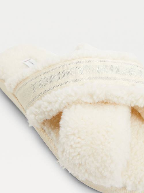 Tommy Hilfiger Logo Tape Fleece Home Slippers Dames Geel | TH301TKW