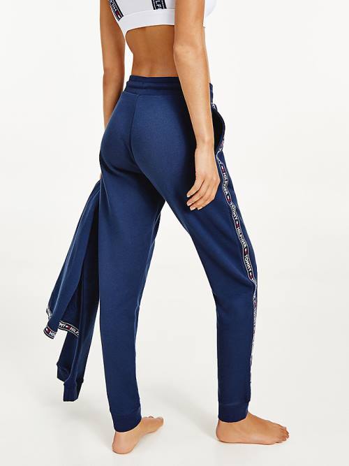 Tommy Hilfiger Logo Tape Joggers Broek Dames Blauw | TH402ORM