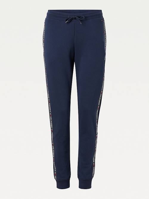 Tommy Hilfiger Logo Tape Joggers Broek Dames Blauw | TH402ORM